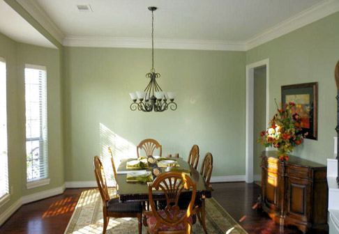 Dining area with pale green walls
