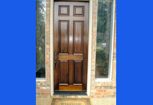 Exterior of door painted dark brown