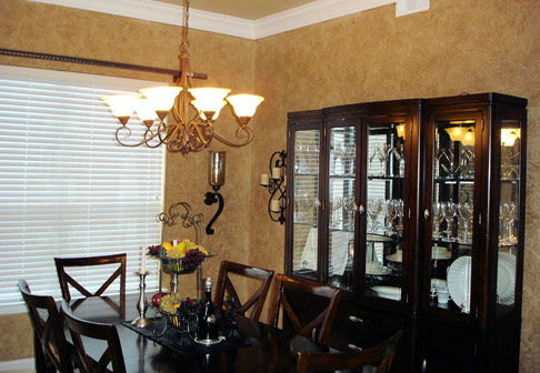 Dining room with newly painted yellow walls