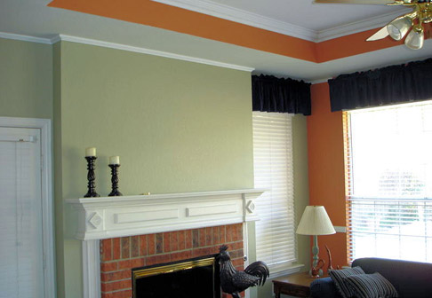 Living room with olive green walls