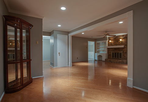 Living room with gray walls