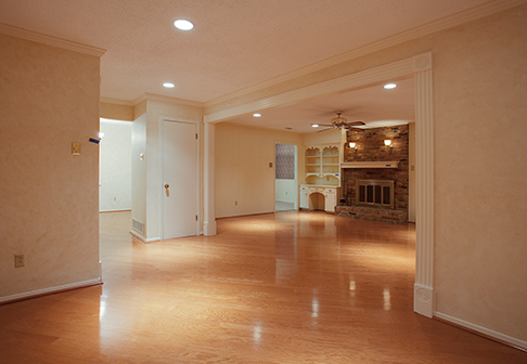 Living room with yellow walls