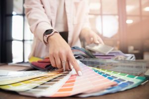 looking at color swatches with a color consultant