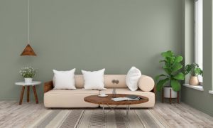 green living room showing trends for interior paint and design