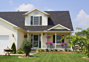 a beautiful home with a well-maintained lawn