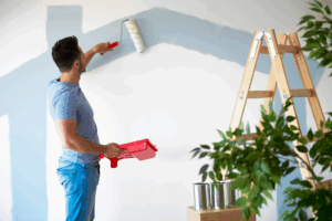 a person painting their home