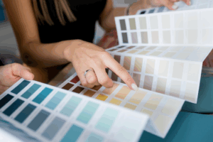 a person selecting a paint color